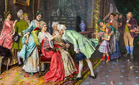 The Courtship, handmade Tabriz wall carpet in wool & silk, 160 × 105 cm