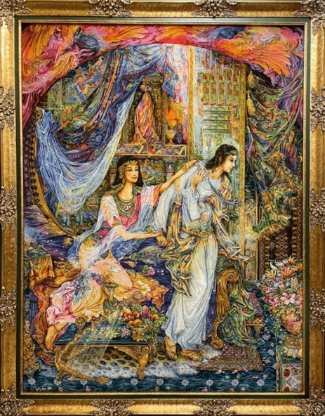 The Poet's Chamber, handmade Tabriz wall carpet in wool & silk, 100 × 70 cm