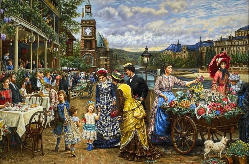 The Flower Market, handmade Tabriz wall carpet in pure silk, 200 × 120 cm