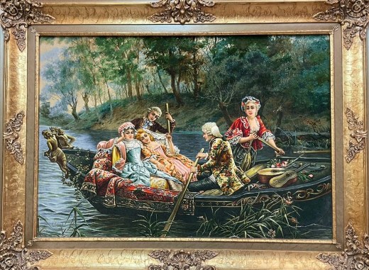 The Boating Party, handmade Tabriz wall carpet